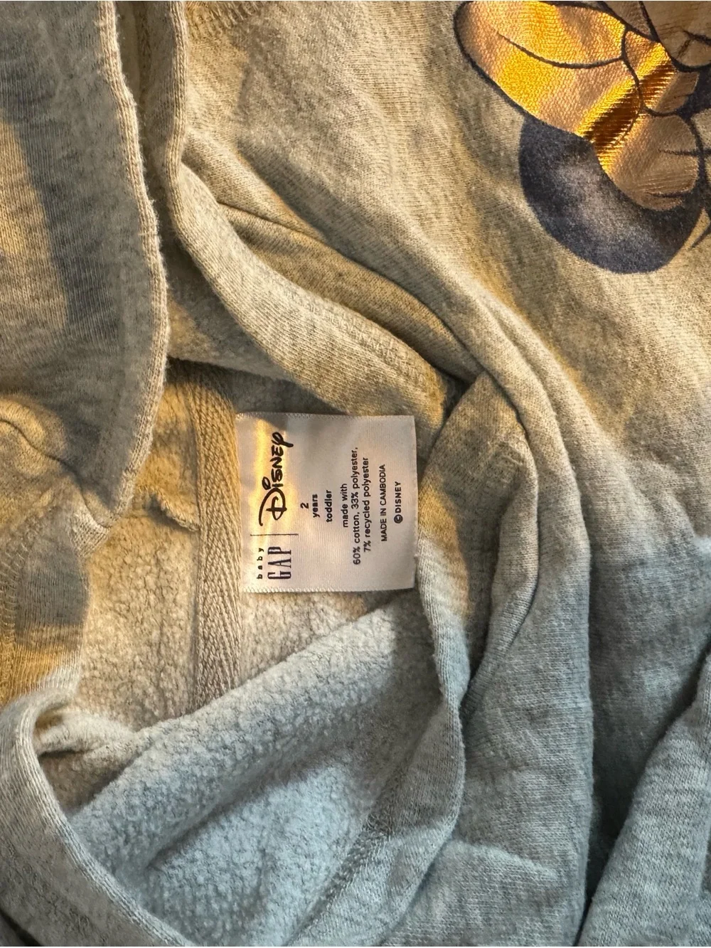 GAP Gray Hoodie with Minnie Mouse Pink Dress & Gold Bow